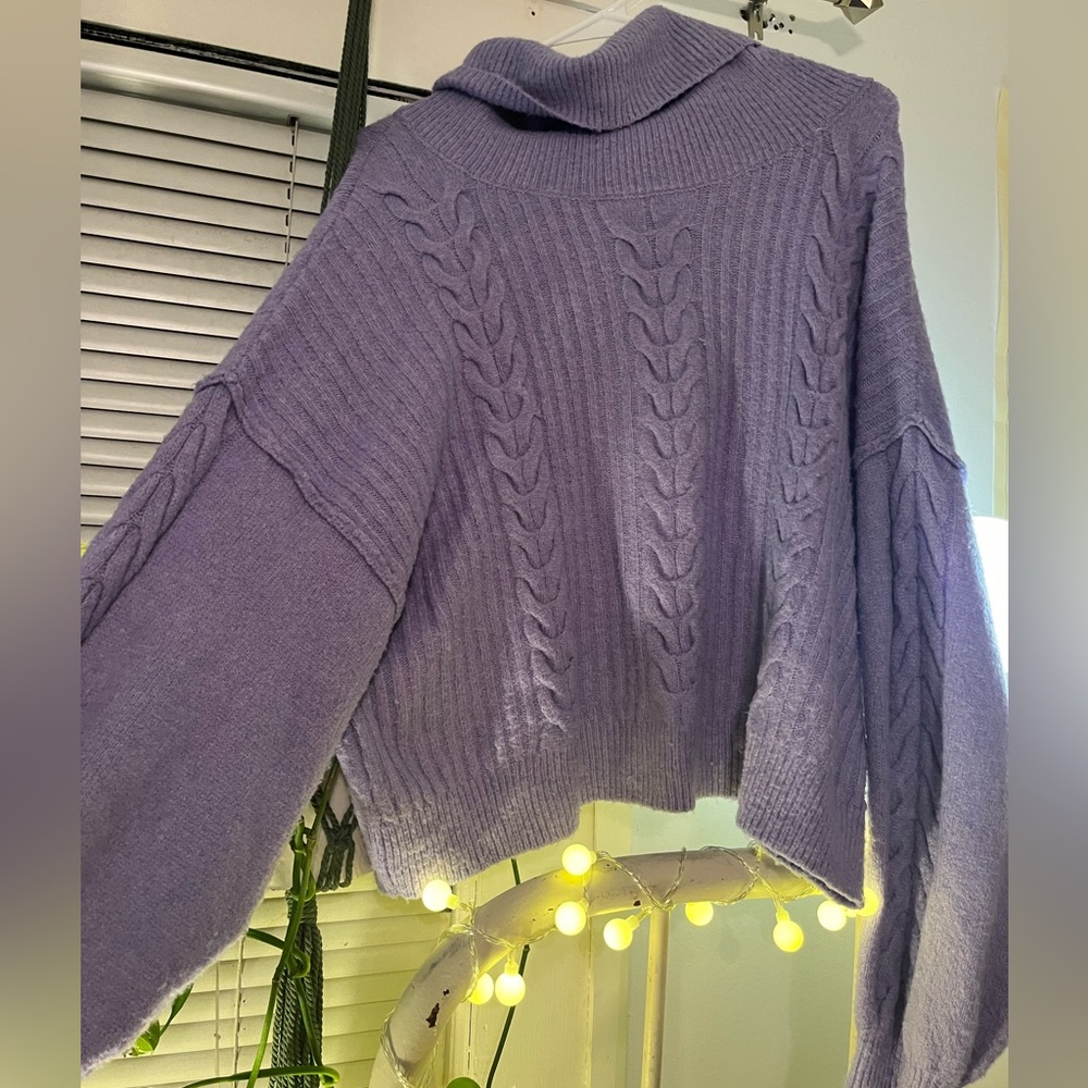 Wild Fable Purple Cropped Cable Knit Sweater 💜